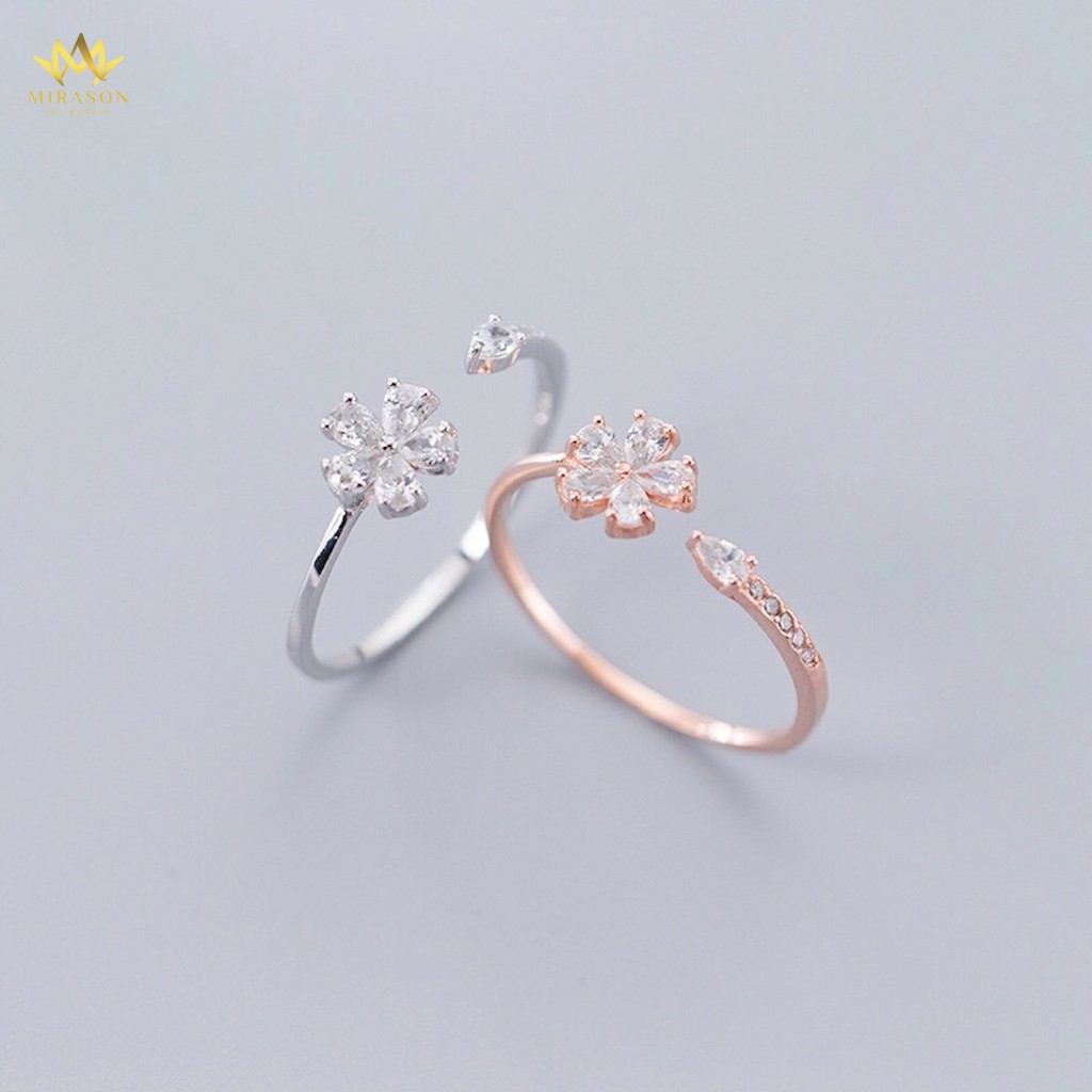 Nhẫn Bạc Nữ MIRASON Hoa 5 Cánh Đính Đá 2 Màu Sang Trọng MNH042 - Nhẫn Nữ Bạc 925 Cao Cấp