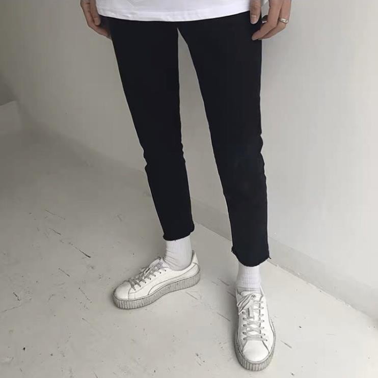 [Không Phai Màu+Co Giãn]Quần Jean Nam Đen Trơn Dáng Ôm Màu Đen Hàn Quốc Hot 2020-J01 | BigBuy360 - bigbuy360.vn