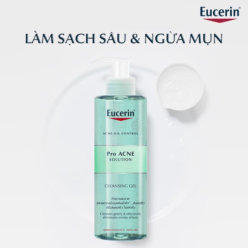 EUCERIN GEL RỬA MẶT DÀNH CHO DA NHỜN MỤN PROACNE CLEANSING 200ML