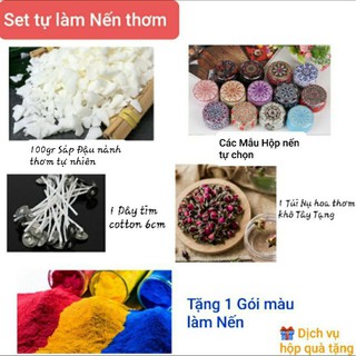 Set tự làm Hộp Nến thơm tự nhiên (chọn mẫu) từ Siêu phẩm sáp Đậu nành TẶNG kèm GÓI MÀU LÀM NẾN - 9293store