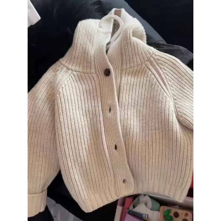 Áo Khoác Len Cardigan Có Mũ Trùm Thời Trang Mùa Thu 2022 Mới Cho Bé Trai / Gái