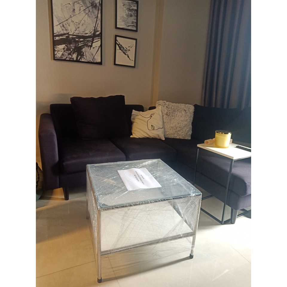 Bàn sofa vuông - trà Modesk SS Coffee Table inox 304 – kính cường - ván MFC [phòng khách - quán cafe]