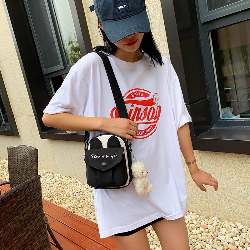 Túi đeo chéo mini Senmugi dễ thương vải chống nước (không kèm gấu bông) - solila.vn
