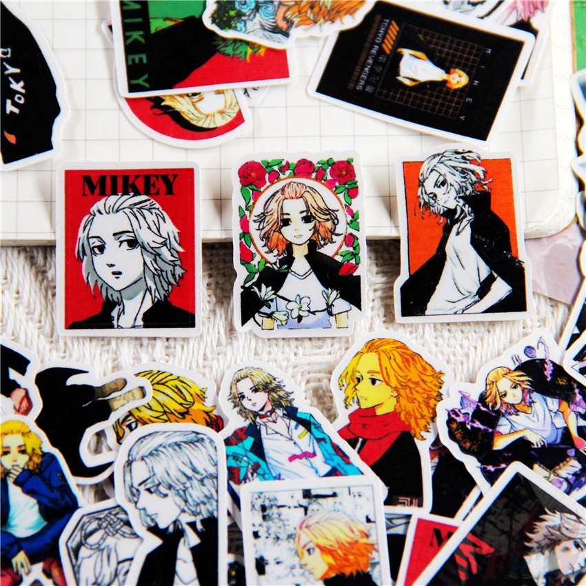 ★★★ Mikey Q-2 Revengers. Sticker Dán Trang Trí Nhật Ký Hình Manjiro Sano ★★★ Set 48 Miếng Dán Trang Trí Album Thời Trang DIY