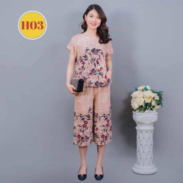 Bộ Đồ Lanh Sớ Chân Hoa Quần Lửng Ống Rộng - BỘ LANH TRUNG NIÊN CHO MẸ | BigBuy360 - bigbuy360.vn
