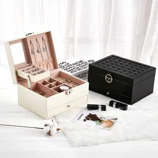 Hộp trang sức CASEGRACE bằng da Pu sức chứa lớn chia nhiều ngăn thích hợp cho nhẫn/ vòng cổ/ bông tai