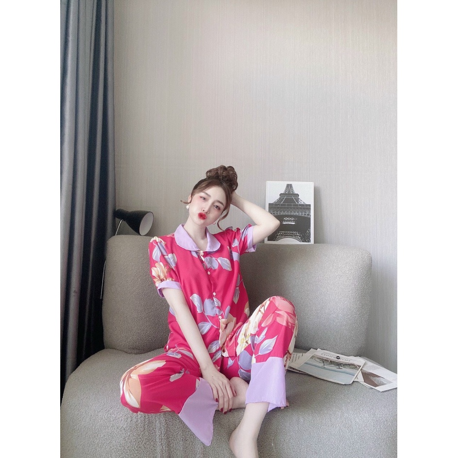🎀Sét đồ ngủ cổ sen 🎀quần dài lụa hàn siêu xinh mặc nhà🎀 Đồ bộ freesize giá rẻ | BigBuy360 - bigbuy360.vn