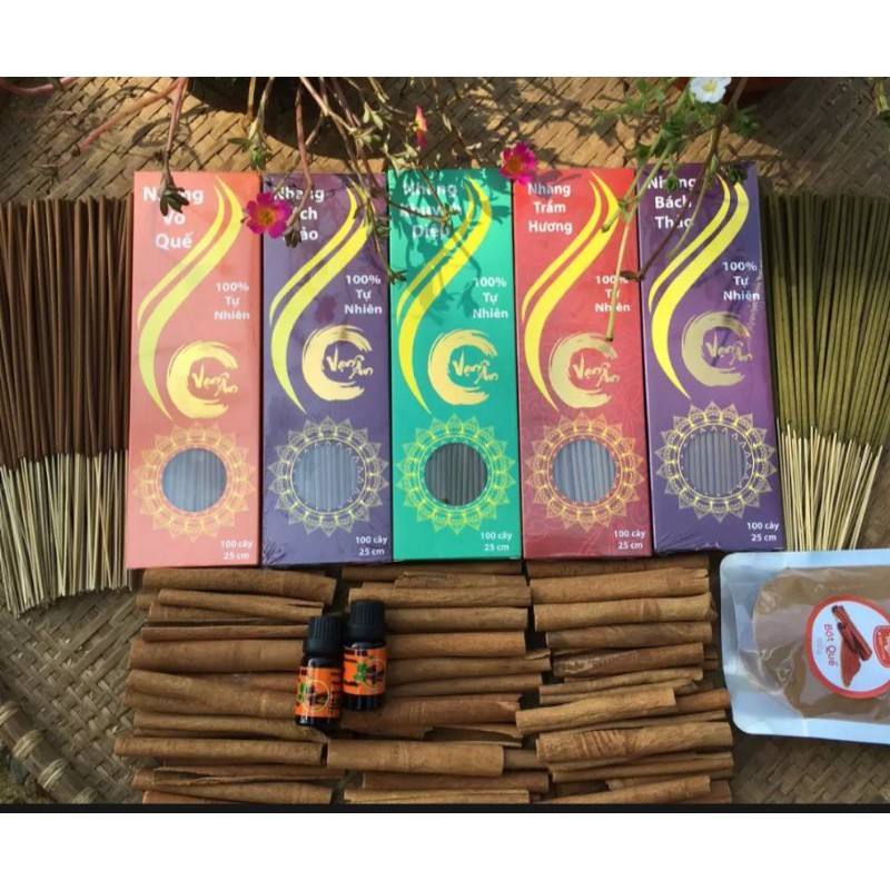NHANG SẠCH VẠN ÂN - Trầm Hương, Vỏ Quế, Khuynh Diệp, Bách Thảo - từ lá cây và thảo mộc thiên nhiên, hữu cơ, organic