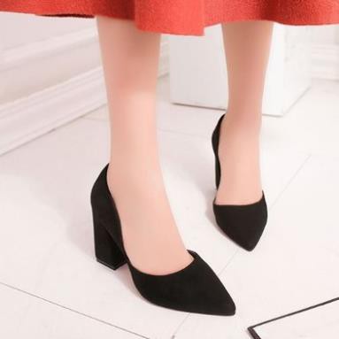 Giày Cao Gót vuông 7cm Nữa Công Sở Da Lộn