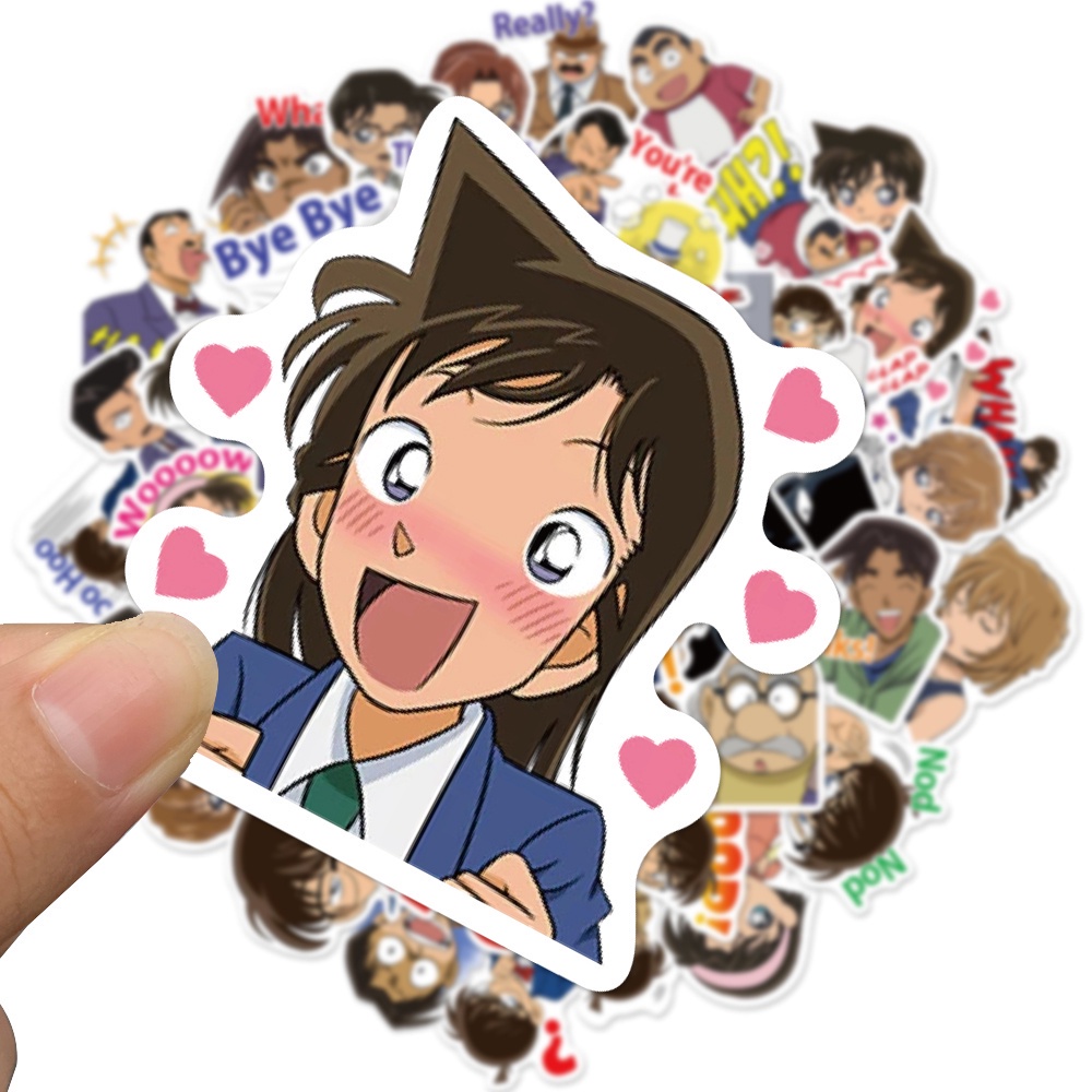 Set 10 / 25 / 50 miếng dán trang trí điện thoại / vali / ván trượt / tủ lạnh hình thám tử Conan