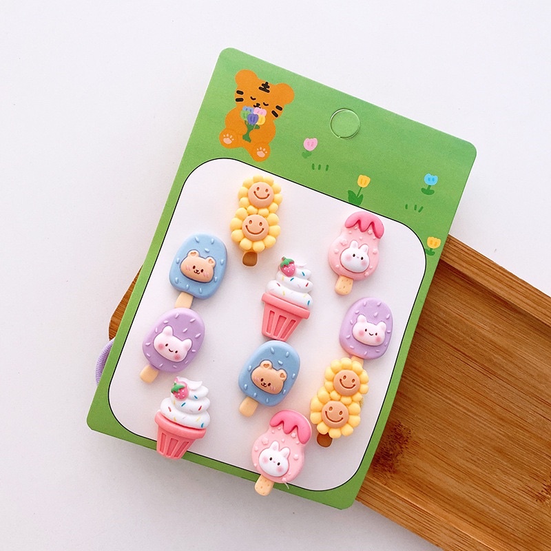 Set 10 chun buộc tóc xinh xắn nhiều hình cho bé gái phong cách Hàn Quốc