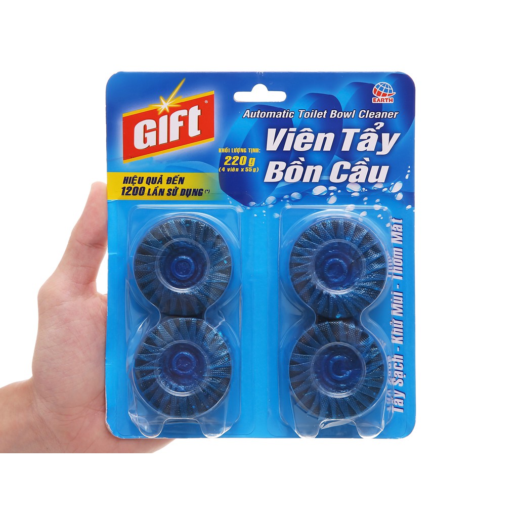 Set 4 viên tẩy bồn cầu Gift 220gr  tẩy sạch khử mùi thơm mát ( hiệu quả đến 1200 lần sử dụng)