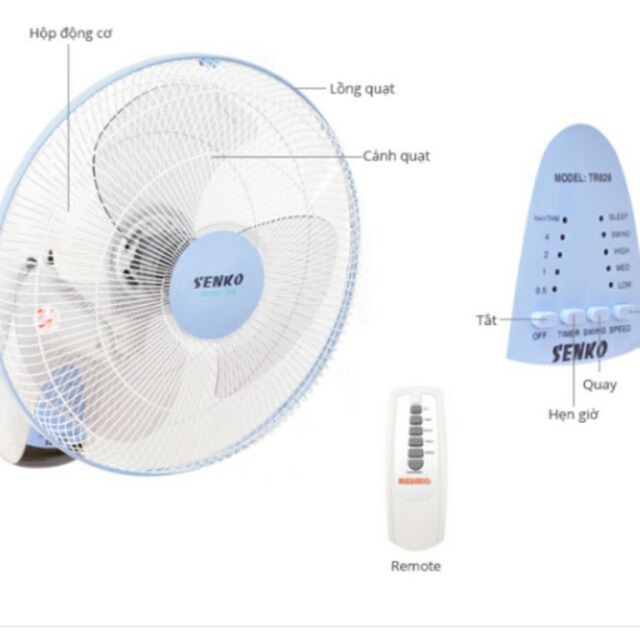 Quạt treo tường có remote Senko TR1428