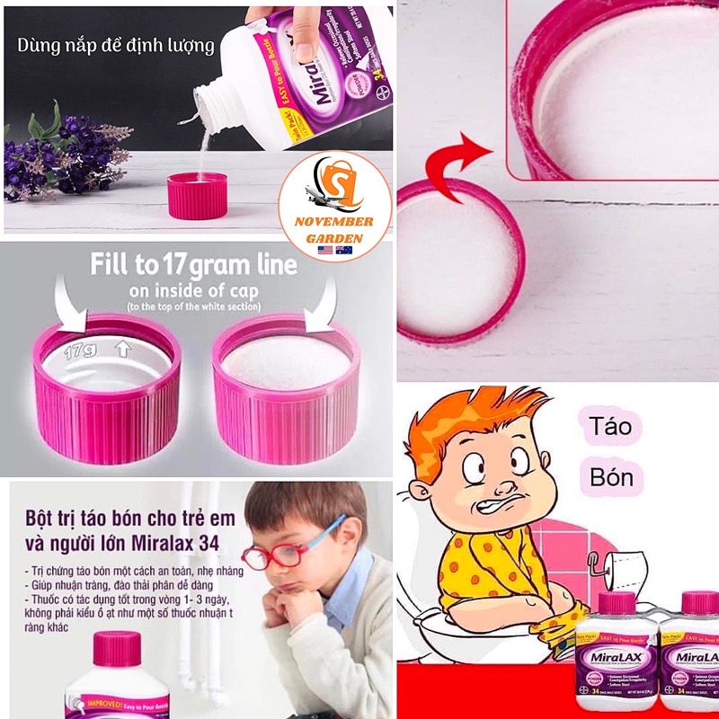 Bột Miralax Mỹ 578g