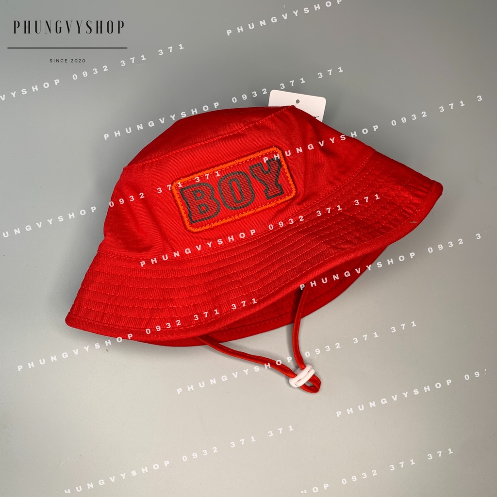 (Bé 2-4 tuổi/ Vòng đầu 51cm) Mũ bucket dễ thương thêu BOY TRƠN- Nón trẻ em