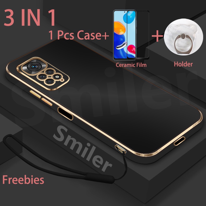 Ốp Điện Thoại Tráng Gương Mạ Điện 3 Trong 1 Kèm Giá Đỡ Cho Xiaomi Redmi Note 11 Redmi Note 11S