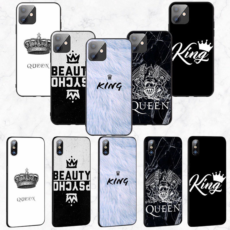 iPhone XR X Xs Max 7 8 6s 6 Plus 7+ 8+ 5 5s SE 2020 Soft Silicone Cover Phone Case Casing MD129 King Queen
