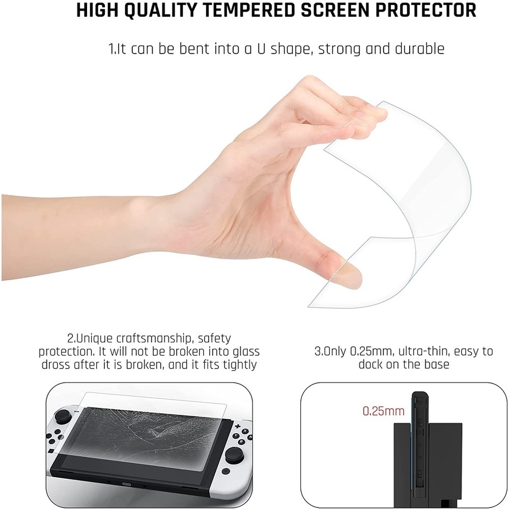 Ốp Bảo Vệ Máy Chơi Game Nintendo Switch OLED Kèm 10 Nắp Đậy Bảo Vệ Màn Hình Và Tay Cầm Ngón Cái