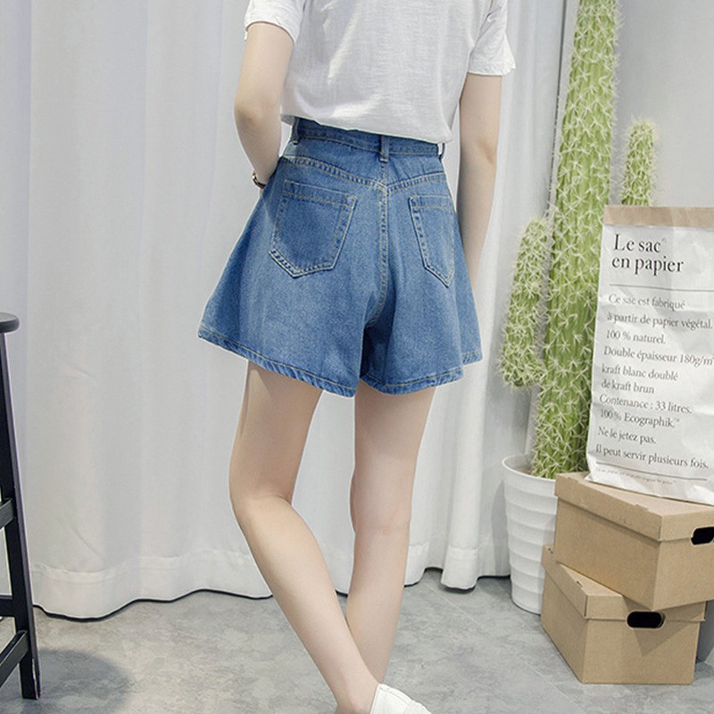Quần Short Bằng Vải Denim Ống Rộng Lưng Cao Dành Cho Nữ | BigBuy360 - bigbuy360.vn