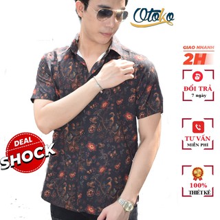 Áo Sơ Mi Nam Họa Tiết Cuban Shirt  OT09  Áo Sơ Mi Tay Ngắn Chất Lụa Đũi Siêu Nhẹ Thoáng Mát Thấm Hút Mồ Hôi Không Nhăn
