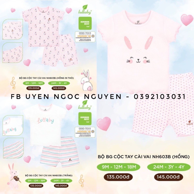 Bộ cộc tay bé gái vải Petit Lullaby - NH603B