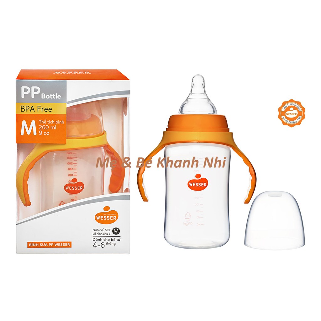 Bình Sữa Wesser Cổ Rộng PP Bottle 180ML/ 260ML