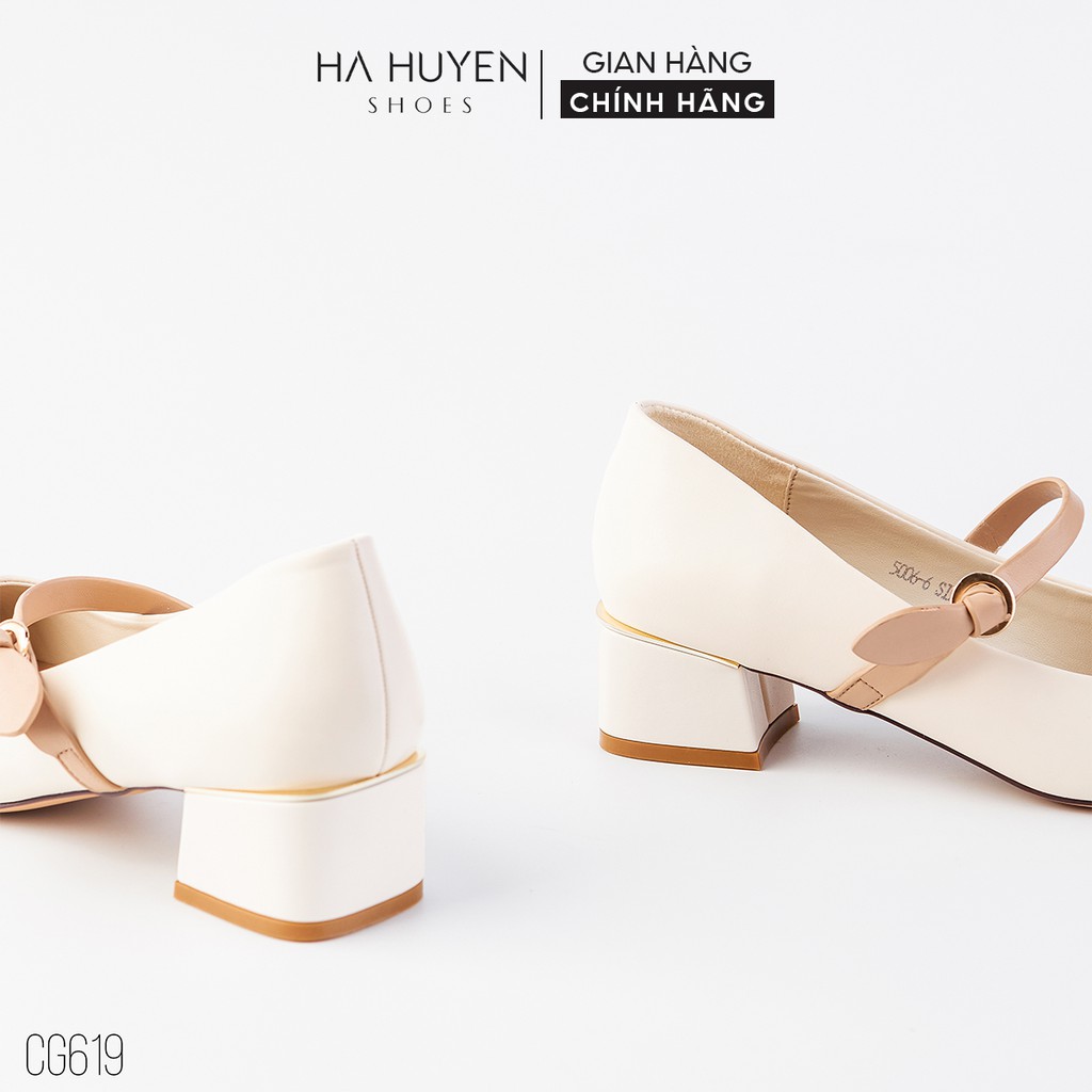 Giày cao gót nữ Hà Huyền Shoes mũi captoe gót vuông 5 phân thời thượng - CG619