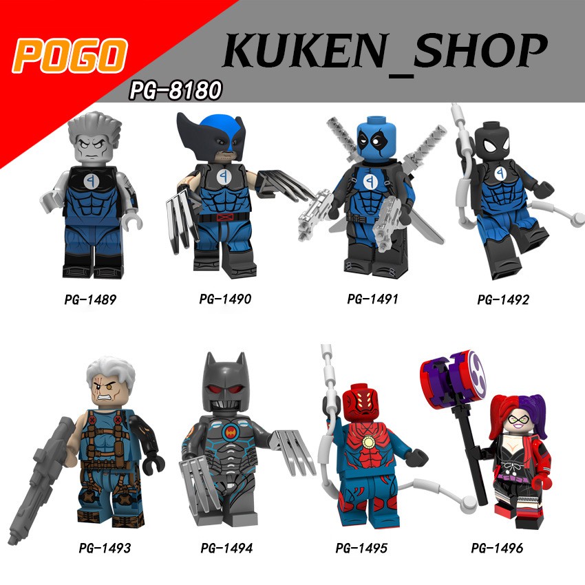 Minifigures Các Nhân Vật Trong Fantastic Four Và Marvel DC Colossus Wolverine Deadpool Murder Machine Harley Quinn PG818