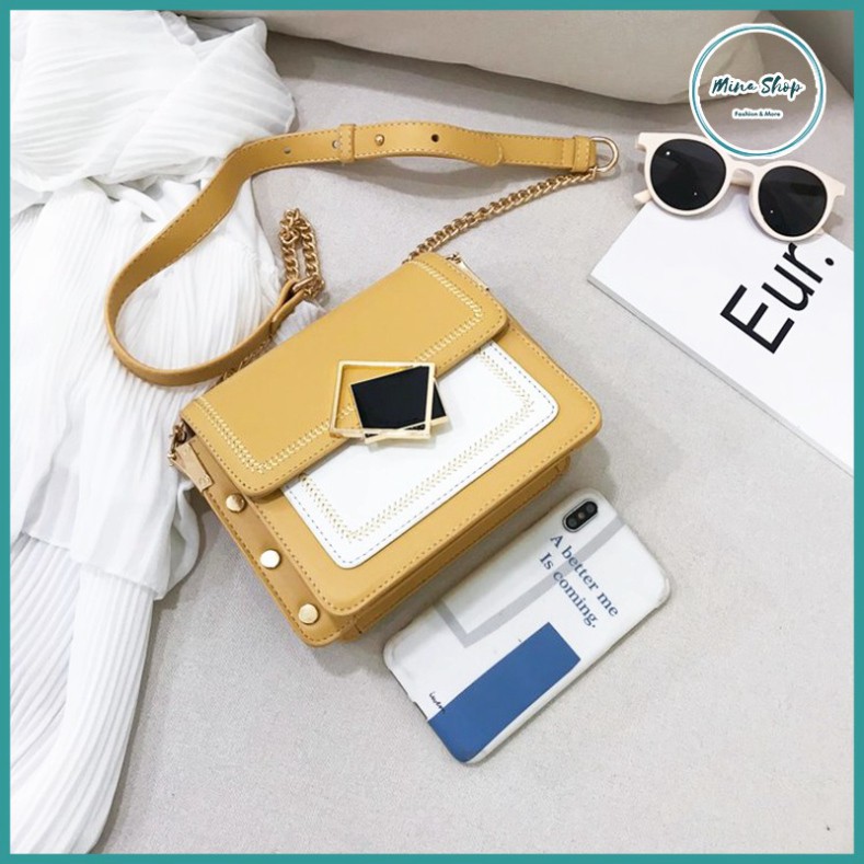 Túi đeo chéo nữ khóa vuông, túi xách nhiều ngăn tiện lợi, kiểu dáng thời trang, dễ phối đồ | BigBuy360 - bigbuy360.vn