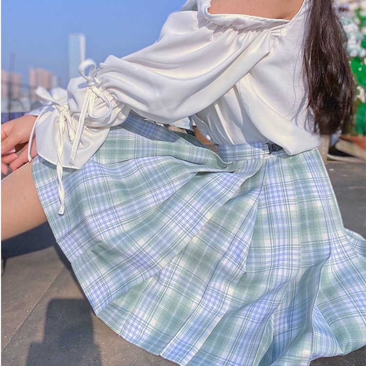 Hormones chân váy xếp ly tennis caro dáng ngắn vintage Thời Trang ulzzang Nhật Bản