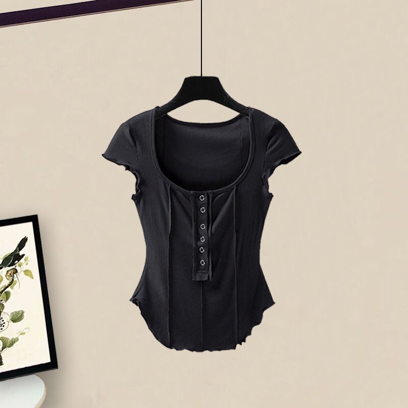 Jiashucheng Set Áo Thun Cổ Chữ u Và Chân Váy Jeans Thời Trang Nữ Tính