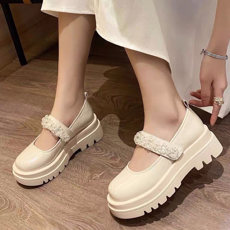 (ORDER) Giày Lolita da bóng 5cm quai đính cườm BIG SIZE 35-43