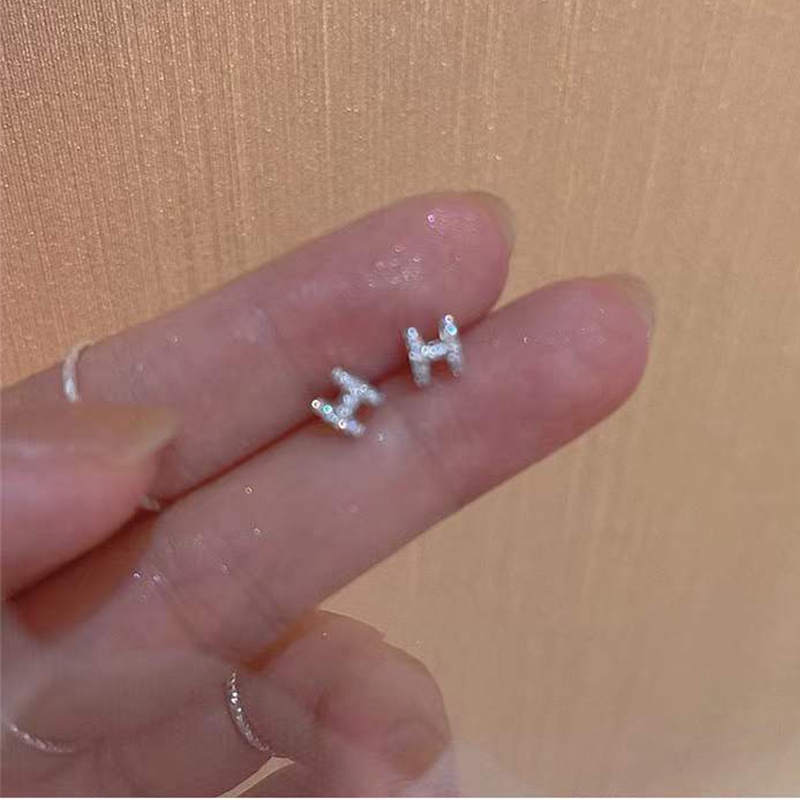 Bông Tai Chữ H Mini Bằng Bạc 925