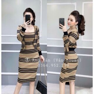[ TẶNG 🎁 + SALE ] SET VÁY BODY KẺ MIX ÁO KHOÁC BBR