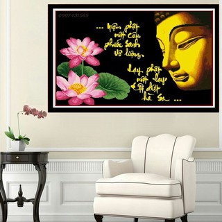Tranh Đính Đá, Tranh đính đá Nam Mô A Di Đà Phật VS483 -  Kích Thước 82x52cm