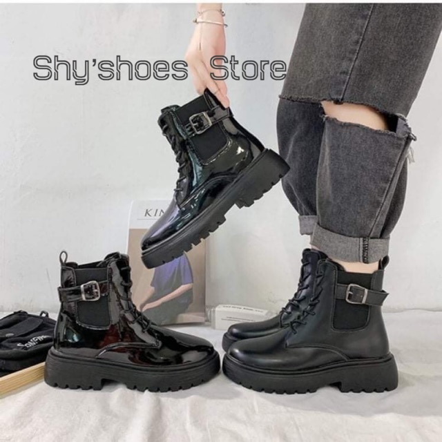 [CÓ SẴN] 💥 Giày boot cổ lửng gothic phong cách cá tính (bóng, nhám)