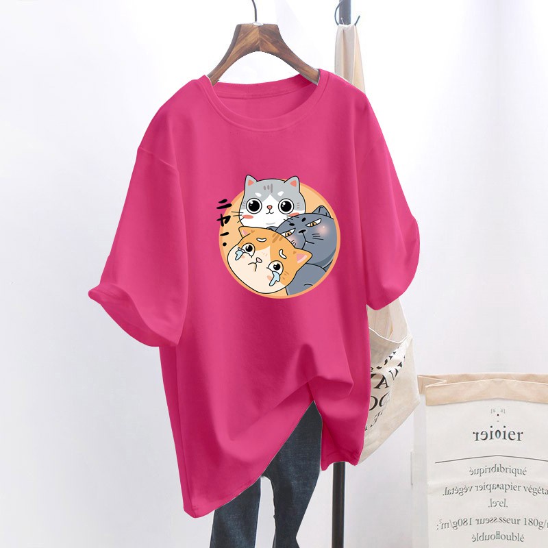 NRVP Áo thun tay ngắn dáng rộng in họa tiết thời trang mùa hè phong cách Hàn Quốc mới 2021