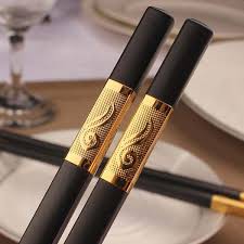 Bộ 10 Đôi Đũa Ăn Hợp Kim Đầu Bọc mạ vàng, bạc cao cấp. #5