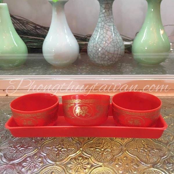 Bộ chum ly khay nhựa cúng bàn thờ 3,5 chum2 mẫu