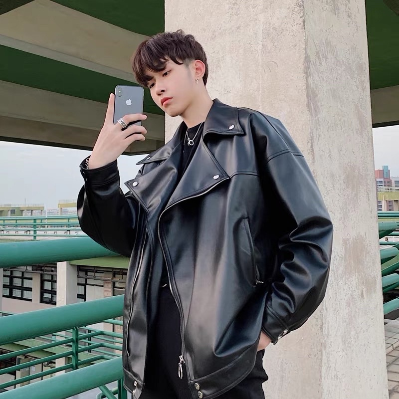 MÃ AK04_ÁO KHOÁC DA NAM NỮ UNISEX CHẤT MỀM DÁNG RỘNG THỜI TRANG THU ĐÔNG