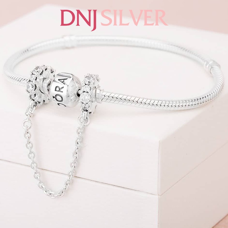 Charm bạc 925 cao cấp, hàng chuẩn bạc - Charm Clear Sparkle Safety Chain thích hợp để mix vòng tay charm - DN256