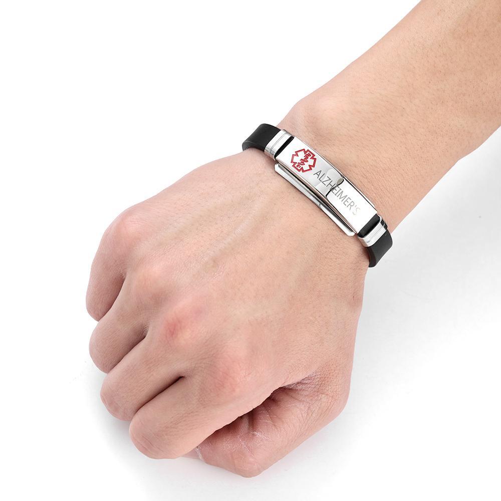 JUNE Vòng Tay Cảnh Báo Khẩn Cấp Bằng Thép Không Gỉ 17 Kiểu Tùy Chọn