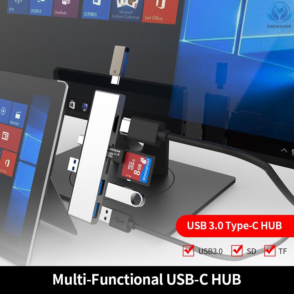 Đầu Đọc Thẻ Nhớ 6 Trong 1 Usb 3.0 Type-c Hub Sang Usb 3.0x2 + Sd + Micro Sd + Hd + Type-c