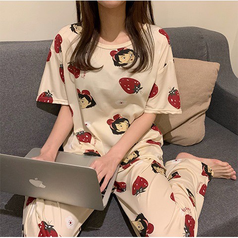 Set đồ ngủ ulzzang cô gái dâu tây DN070 (có ảnh thật)