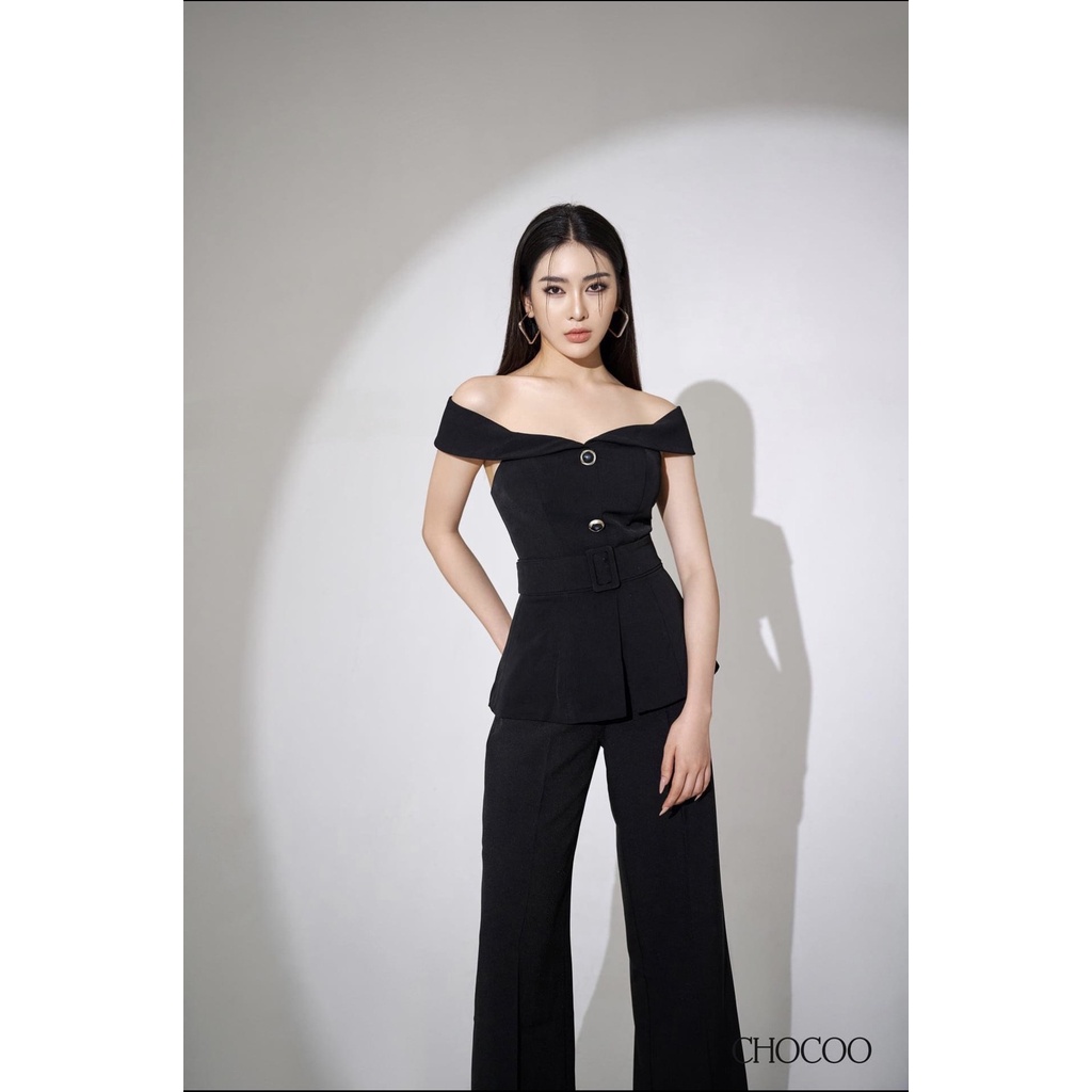 Set đồ nữ CHOCOO Josie Top x Junita thiết kế áo trễ vai và quần giả váy họa tiết caro