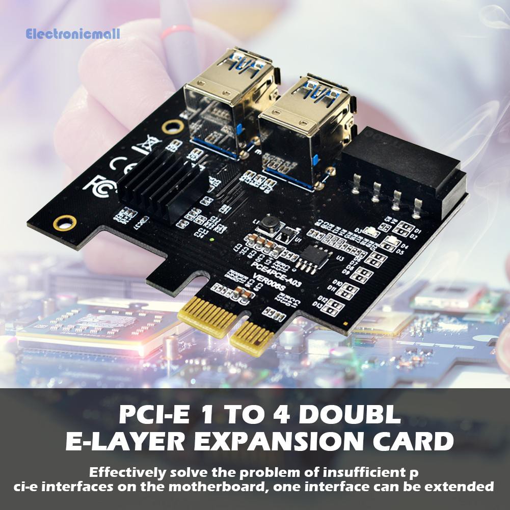 Linh kiện kết nối ElectronicMall01 PCI-E to PCIe 1x ra 16x 1 ra 4 USB 3.0 4 Pin chuyên dụng cho BTC