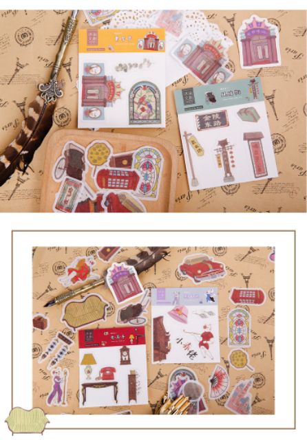 Túi 40 hình dán sticker mèo sang chảnh phong cách cổ điển