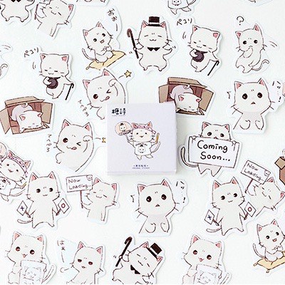 [HD49] Bộ 45 hình dán sticker Hình Mèo Kawaii trang trí sổ tay DIY