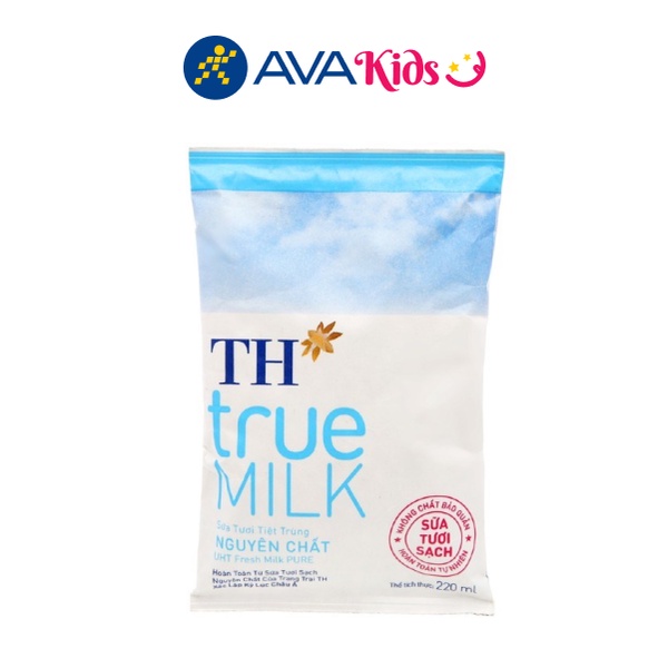 Sữa tươi tiệt trùng nguyên chất không đường TH true MILK bịch 220ml