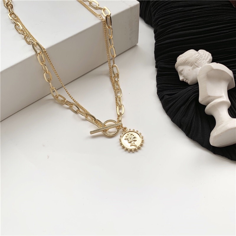 Dây chuyền hai lớp phong cách châu âu cổ điển ( ảnh shop chụp ở cuối )